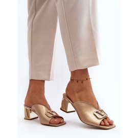 Elegantní dámské žabky na vysokém podpatku Laura Messi 2771 Gold zlatý 1