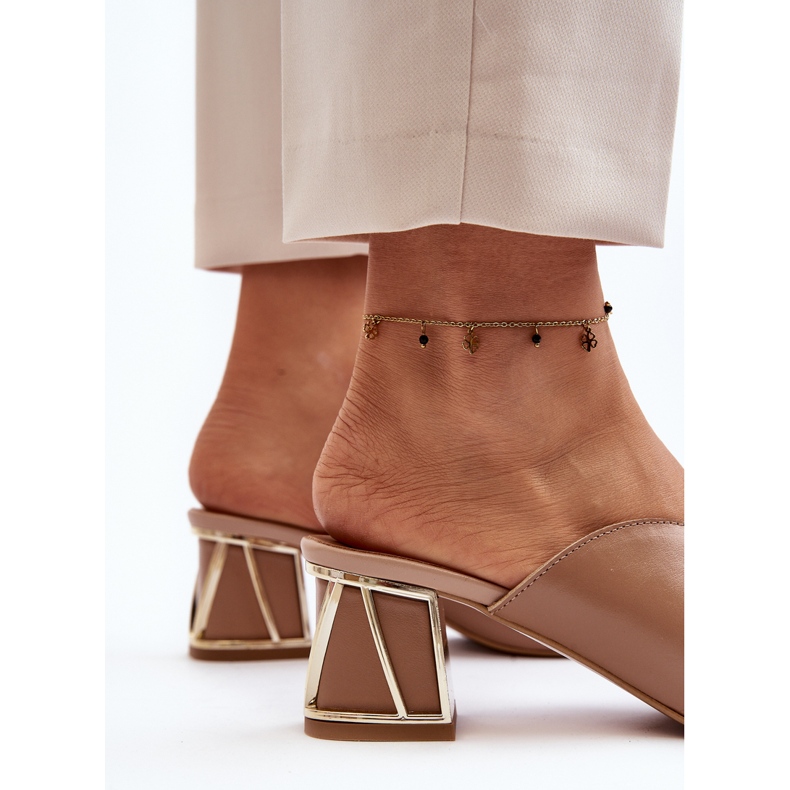 Elegantní dámské žabky na vysokém podpatku Laura Messi 2771 béžová béžový 2