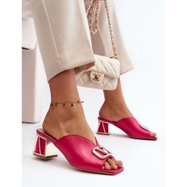 Elegantní dámské žabky na vysokém podpatku Laura Messi 2771 Fuchsia růžový 1