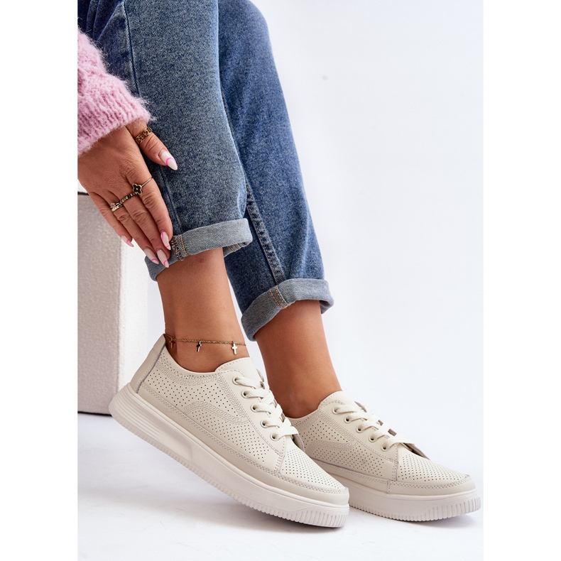 Sergio Leone Dámské kožené sportovní boty tenisky bílé Failla bílý 2