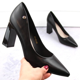 Dámské lodičky na ozdobném podpatku, černé, Vinceza 62106 černá 1 Dámské lodičky na ozdobném podpatku, černé, Vinceza 62106 černá 1