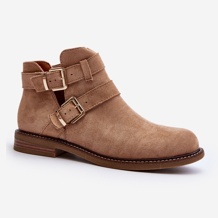 Dámské ploché kozačky s ramínky Béžová Melviana béžový 2