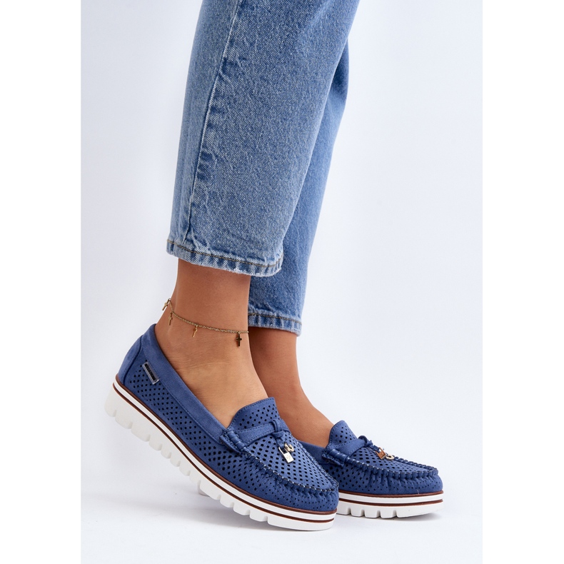 Dámské prolamované mokasíny Blue Twista modrý 2