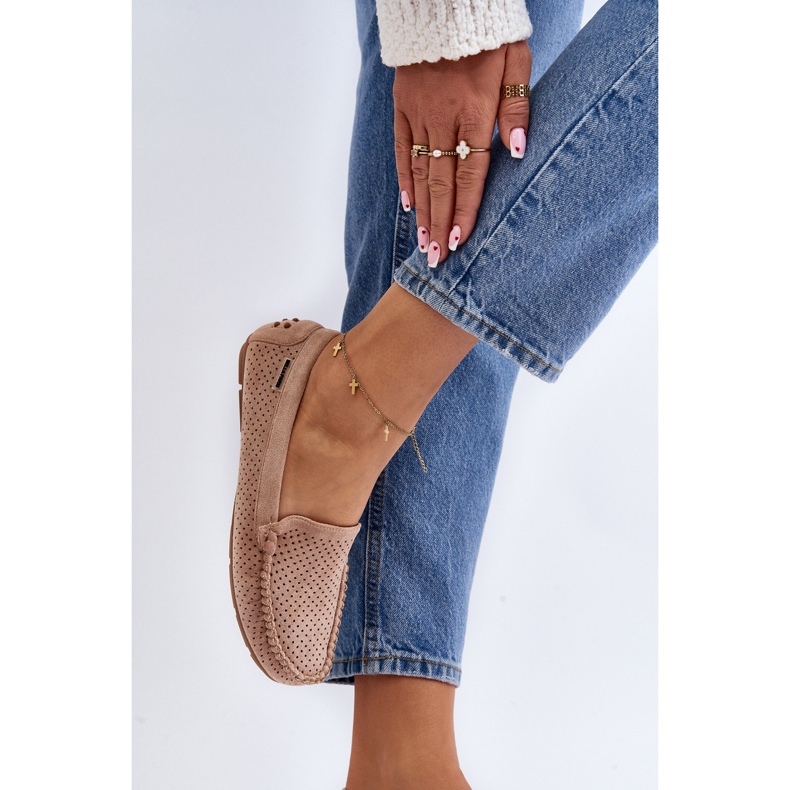 Dámské prolamované mokasíny Béžová Rasirna béžový 1