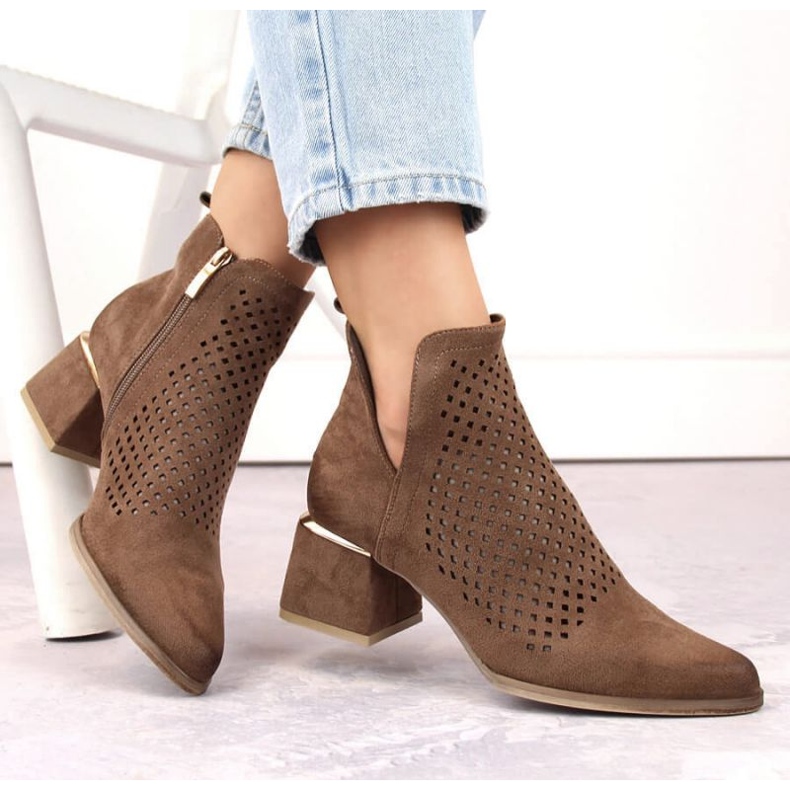 Potocki W WOL213B semišové kotníkové boty na podpatku, hnědé hnědý 1