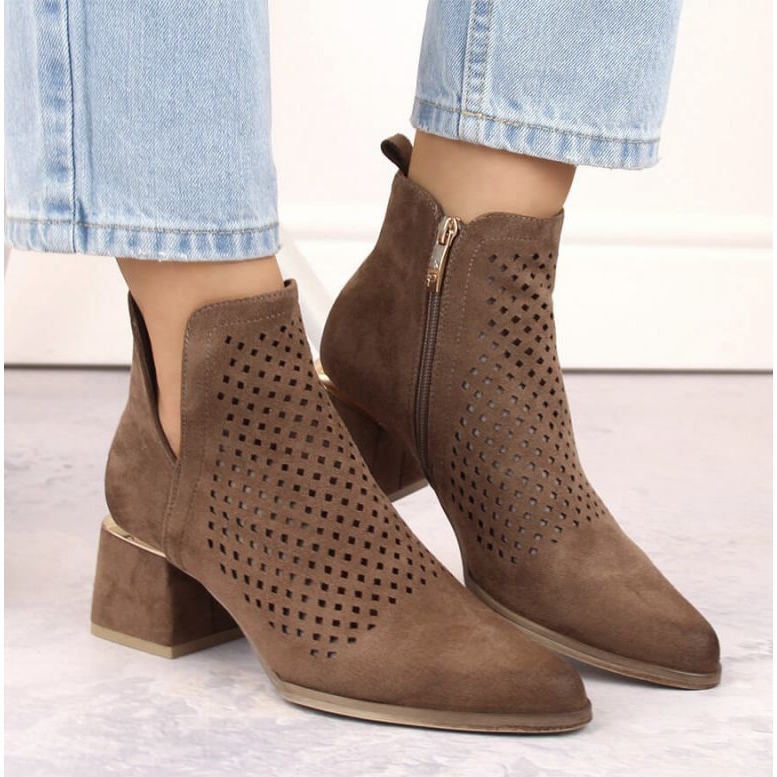 Potocki W WOL213B semišové kotníkové boty na podpatku, hnědé hnědý 2