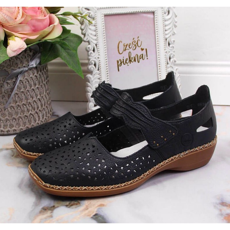 Kožené boty Rieker W RKR139, tmavě modrá 2