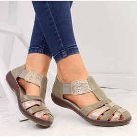 Kožené sandály T.Sokolski W SCA168A, béžové a zlaté 2