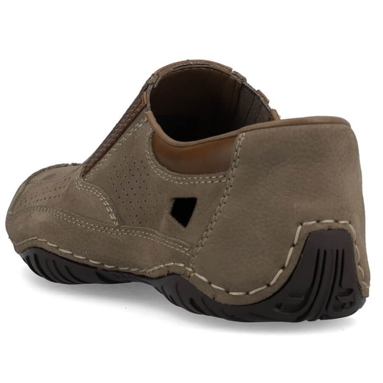 Kožené prolamované boty Rieker M RKR580 hnědé barvy hnědý 2