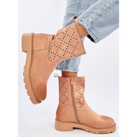 Prolamované boty Issey Khaki béžový 2