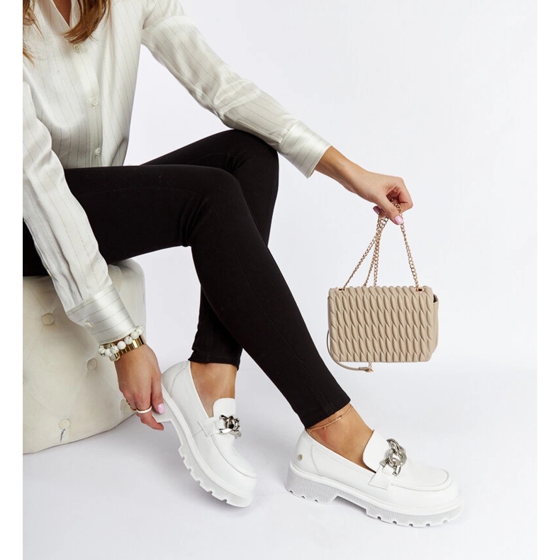 Bílé kožené mokasíny Goe LL2N4038 bílý 2