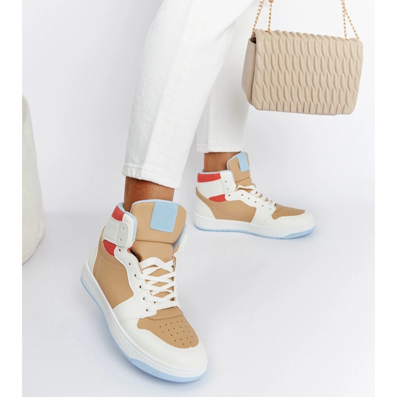 Bílé a béžové vysoké tenisky značky Eagan béžový 1