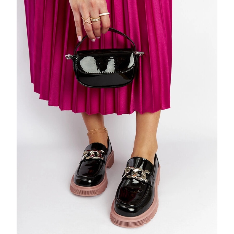 Černé kožené mokasíny Goe LL2N4039 černá 2