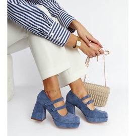 Modré lodičky Cher s masivním blokovým podpatkem modrý 1