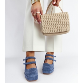 Modré lodičky Cher s masivním blokovým podpatkem modrý 2