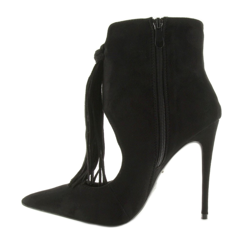Otevřené kozačky s třásněmi 5035 Black černý 1