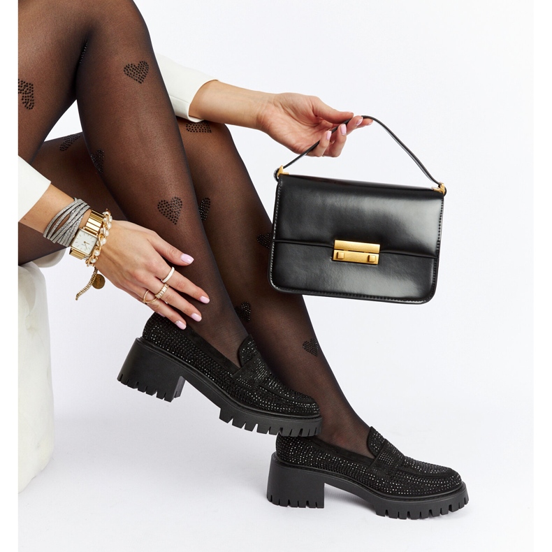 Černé mokasíny s masivním podpatkem Parent černá 1