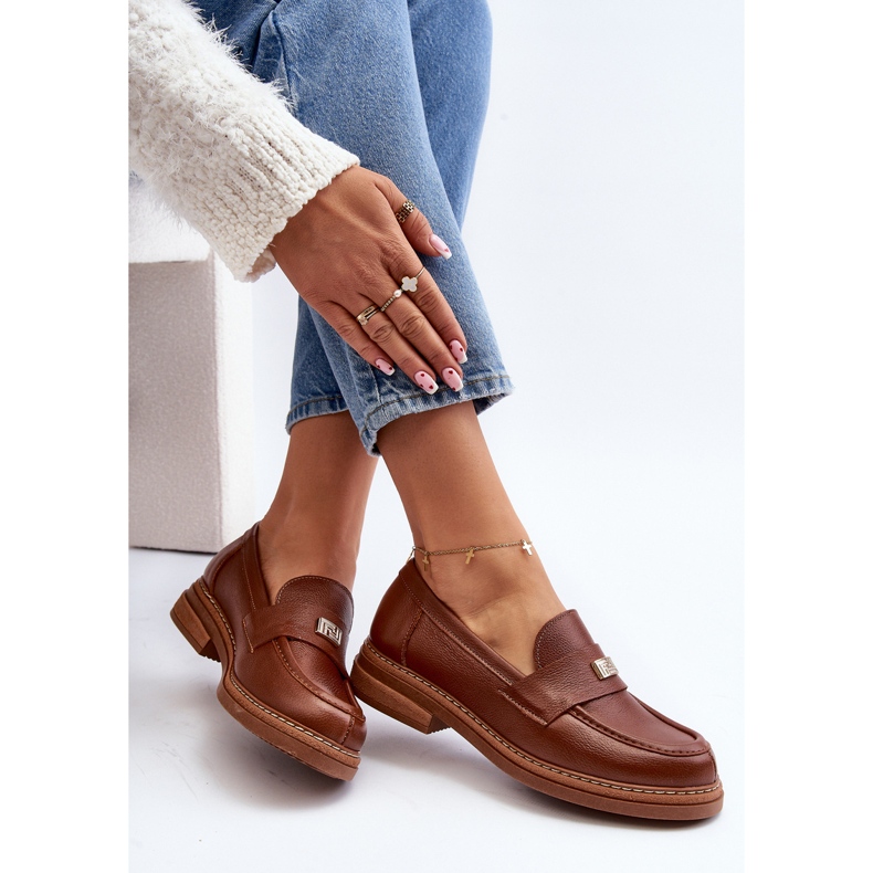 Dámské kožené mokasíny Zazoo 20165, hnědé hnědý 1