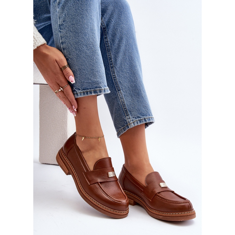 Dámské kožené mokasíny Zazoo 20165, hnědé hnědý 2