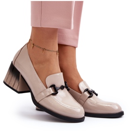Vinceza Béžové patentované boty na vysokém podpatku Nireva béžový 12