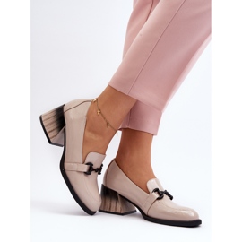 Vinceza Béžové patentované boty na vysokém podpatku Nireva béžový 6