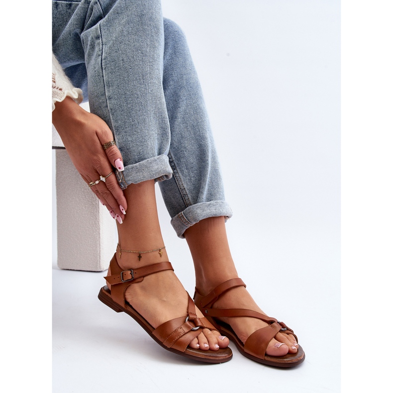 Zazoo 40182 Dámské kožené sandály, Hnědá hnědý 1