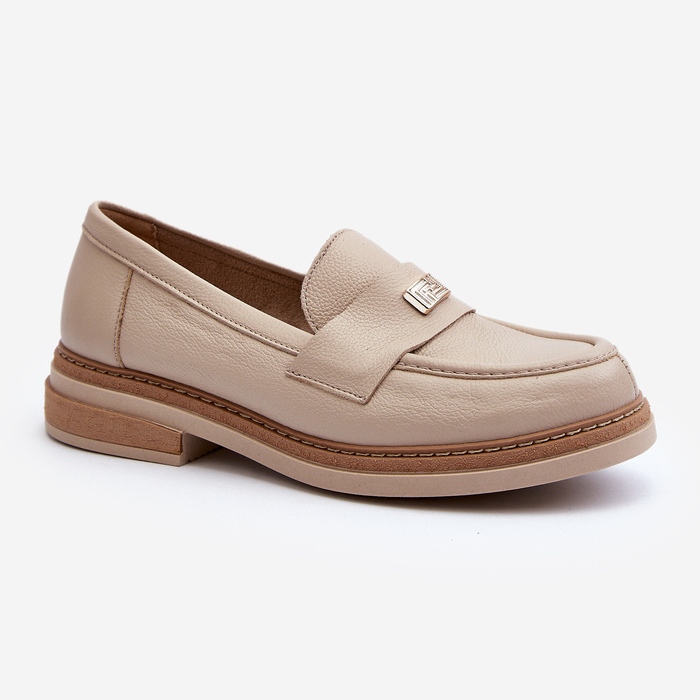 Dámské kožené mokasíny Zazoo 20165, béžová béžový 2