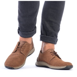 Hnědé prolamované kožené boty pro muže Rieker 05226-24 hnědý 1