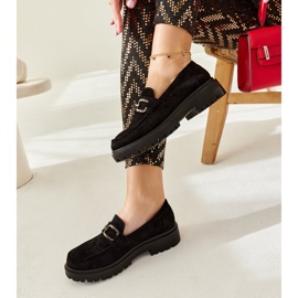 Černé semišové mokasíny se sponou Springs černá 2