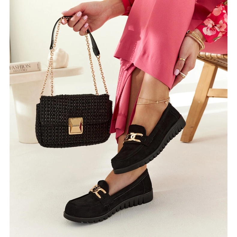 Černé semišové mokasíny se sardskou sponou černá 2