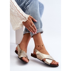 Zazoo 40407 Dámské kožené sandály zlaté zlatý 1