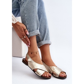 Zazoo 40407 Dámské kožené sandály zlaté zlatý 2