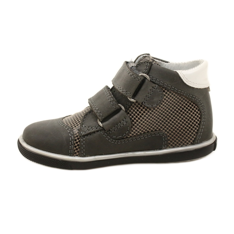 Dívčí kožené boty s bílými květy 91904 šedý bartek šedá 2