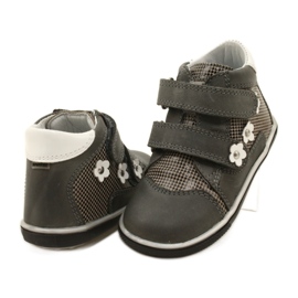 Dívčí kožené boty s bílými květy 91904 šedý bartek šedá 4