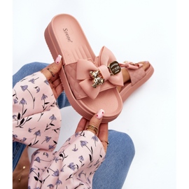 Dámské žabky s mašlí a medvídkem, růžová Katterina růžový 1 Dámské žabky s mašlí a medvídkem, růžová Katterina růžový 1