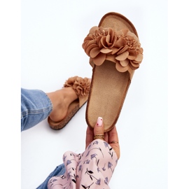 Dámské žabky s květinami, Hnědá Lulania hnědý 1