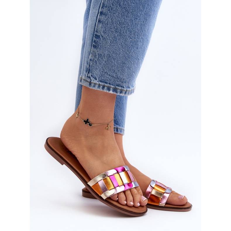 Dámské klasické ploché žabky Multicolor Namrita zlatý 2