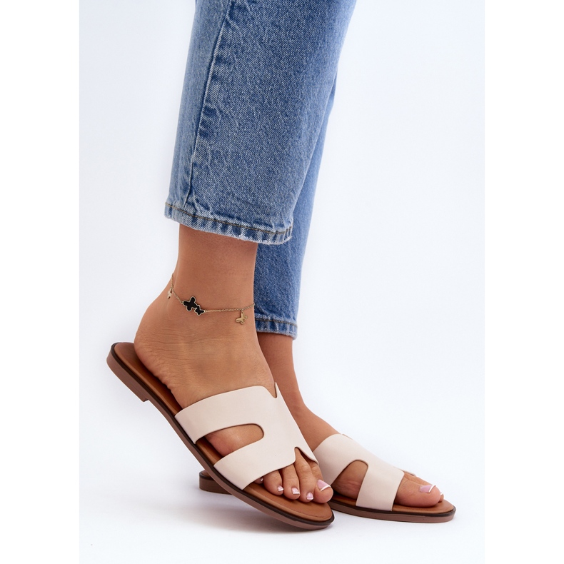 Dámské vykrojené žabky Béžová Lumossa béžový 2 Dámské vykrojené žabky Béžová Lumossa béžový 2