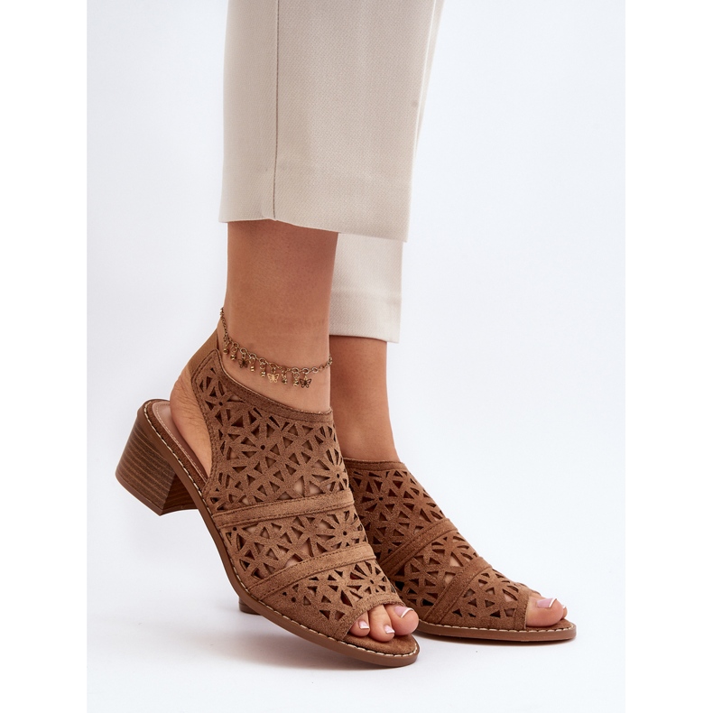 Prolamované sandály na vysokém podpatku Hnědá Serapina hnědý 2 Prolamované sandály na vysokém podpatku Hnědá Serapina hnědý 2