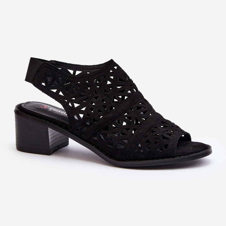 Prolamované sandály na vysokém podpatku černá Serapina 1