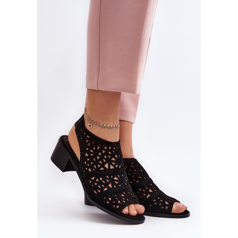 Prolamované sandály na vysokém podpatku černá Serapina 2