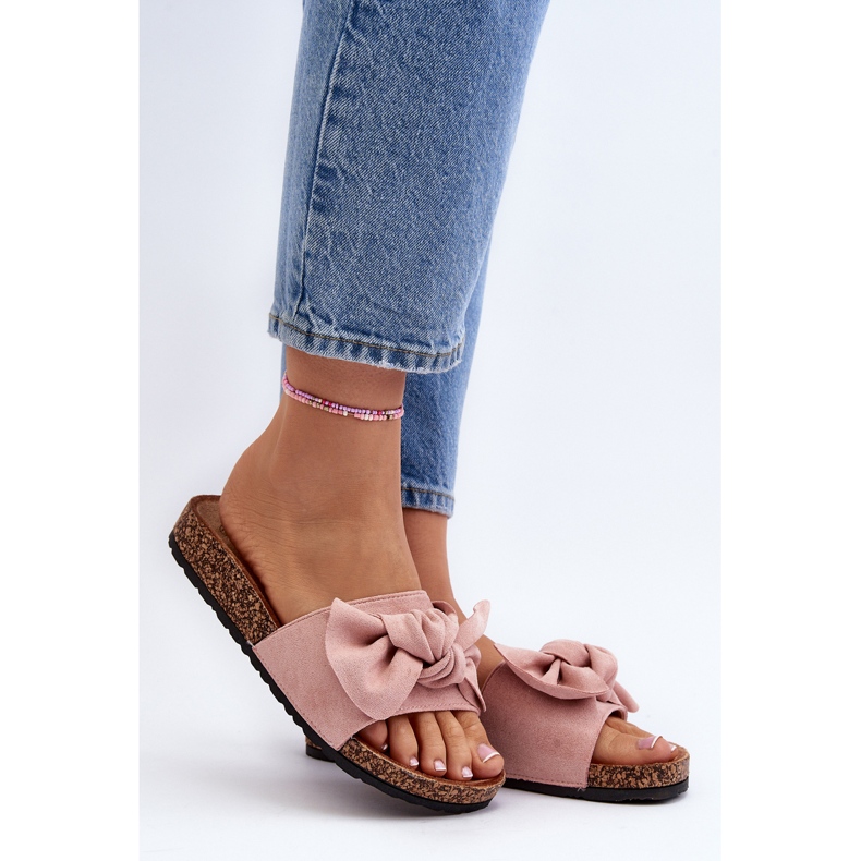 Dámské žabky s mašlí, růžová Ezephira růžový 2 Dámské žabky s mašlí, růžová Ezephira růžový 2