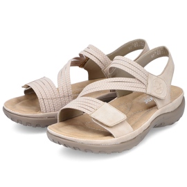 Pohodlné dámské sandály na suchý zip a gumičky, béžové Rieker 64870-62 béžový 14