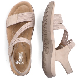 Pohodlné dámské sandály na suchý zip a gumičky, béžové Rieker 64870-62 béžový 15