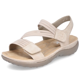 Pohodlné dámské sandály na suchý zip a gumičky, béžové Rieker 64870-62 béžový 9