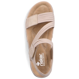Pohodlné dámské sandály na suchý zip a gumičky, béžové Rieker 64870-62 béžový 12