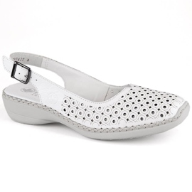 Kožené pohodlné dámské celoprolamované sandály, bílé Rieker 41350-80 bílý 9
