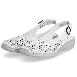 Kožené pohodlné dámské celoprolamované sandály, bílé Rieker 41350-80 bílý 15