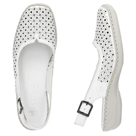 Kožené pohodlné dámské celoprolamované sandály, bílé Rieker 41350-80 bílý 16