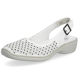 Kožené pohodlné dámské celoprolamované sandály, bílé Rieker 41350-80 bílý 10